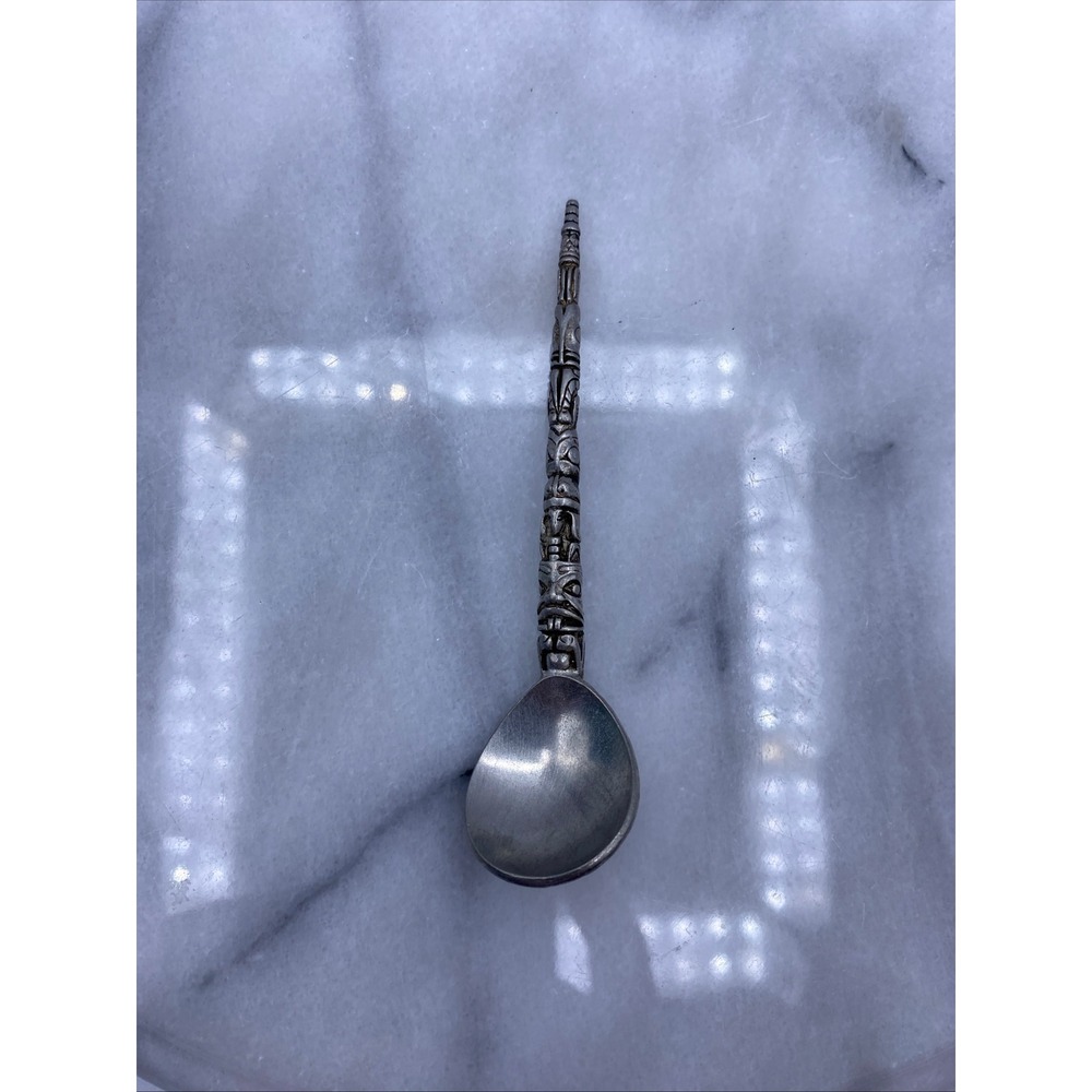 Vintage Boma Canada Totem Pole Souvenir Spoon Silver Pewter Indigenous Artisan